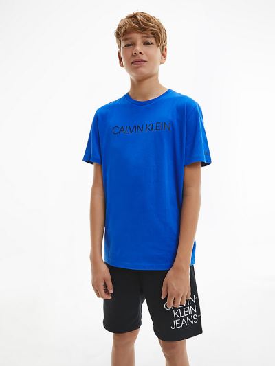 Calvin Klein Ruhák HU679962 | Calvin Klein Organic Cotton Logo Fiu Póló Kék